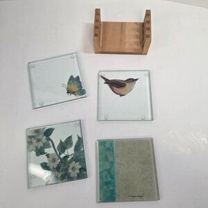 Vintage Glass Coasters by Susan Winget - Set of 4 Spring Nature 4x4 These are so